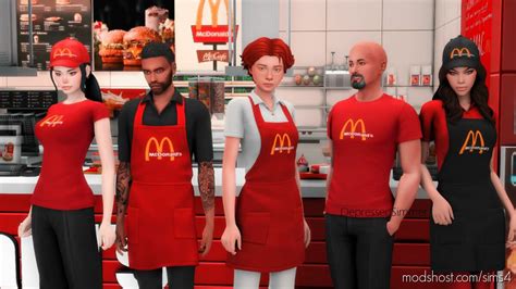 Mcdonalds Uniforms Cap Sims 4 Clothes Mod Modshost