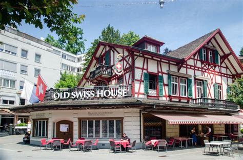 Old Swiss House Restaurant In Old Town Of Lucerne Switzerland