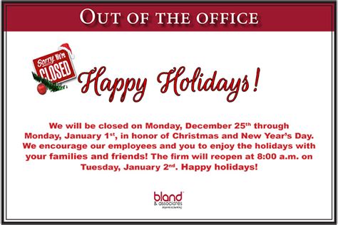 Holiday Office Hours Click Here Bland And Associates Pc