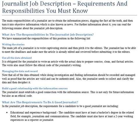Journalist Job Description Requirements And Responsibilities You Must