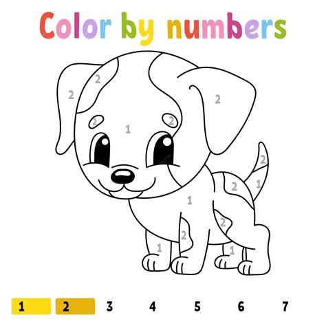 Premium Vector Color By Numbers Dog Worksheet