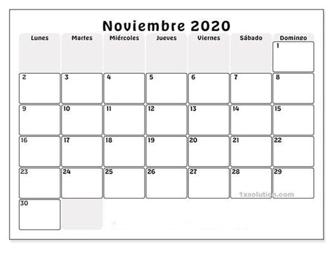 Calendario Noviembre 2020 Calendario Calendario Para Escribir