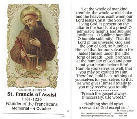 St Francis Of Assisi Prayer Card Rr334 Francis 47d