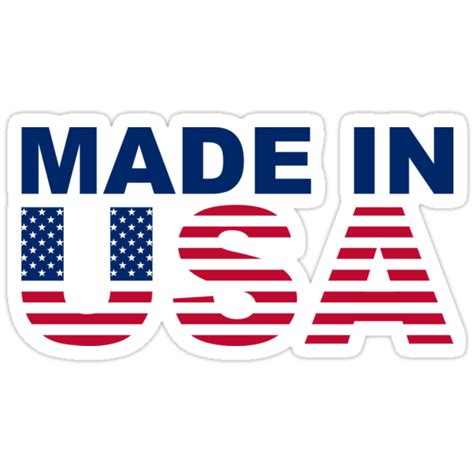 Made In Usa Text With Usa Flag Stickers By Randomsorcery Redbubble