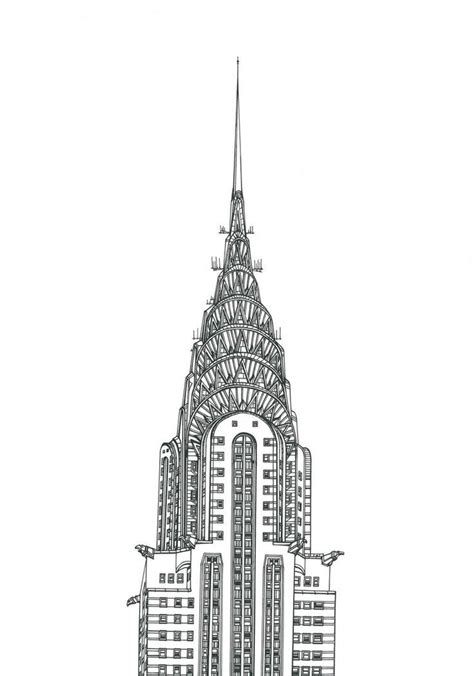 Chrysler Building Drawing In 2021 Chrysler Building Drawings