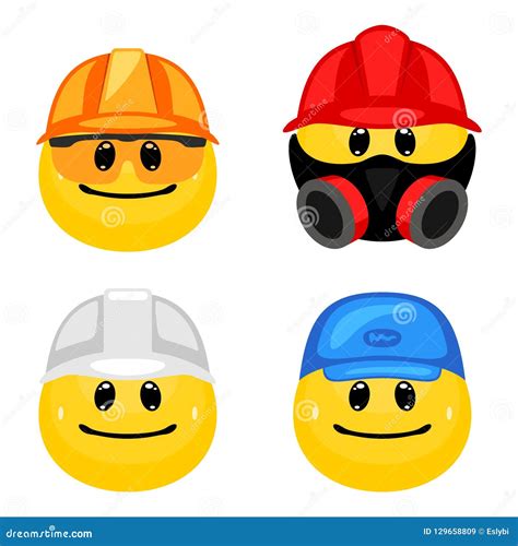 Vector Set Of Worker Emoticons Stock Vector Illustration Of Miner