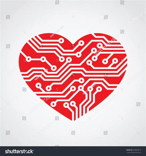 Heart Love Technology Concept Design Stock Vector Illustration