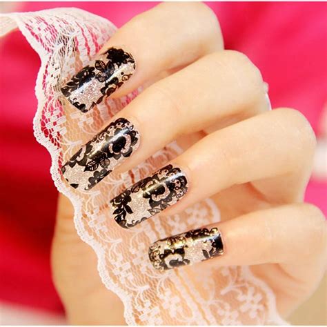 vintage lace flower 20 sheets nail art transfer foil stickers diy manicure tips decal decoration