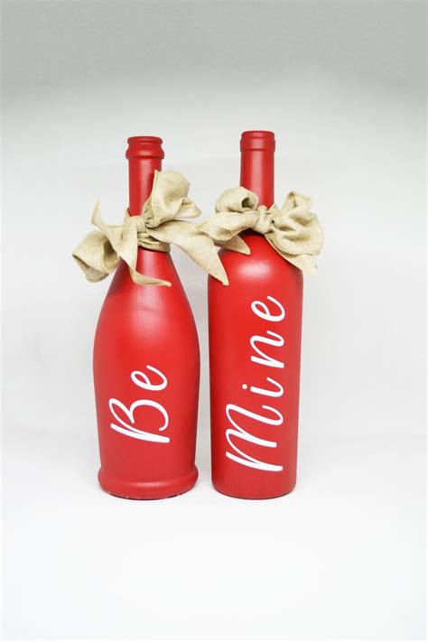 Be Mine Wine Bottles Valentines Day Decoration Romantic Etsy Easter Wine Bottles Wine Bottle