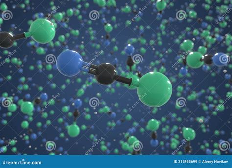 Cyanogen Chloride Molecule Ball And Stick Molecular Model Chemical 3d