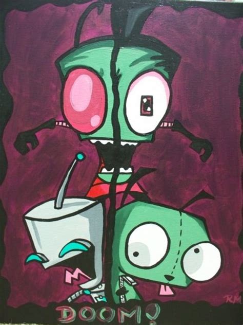 Invader Zim Fan Art Painting Featuring Gir And Zim From The Etsy
