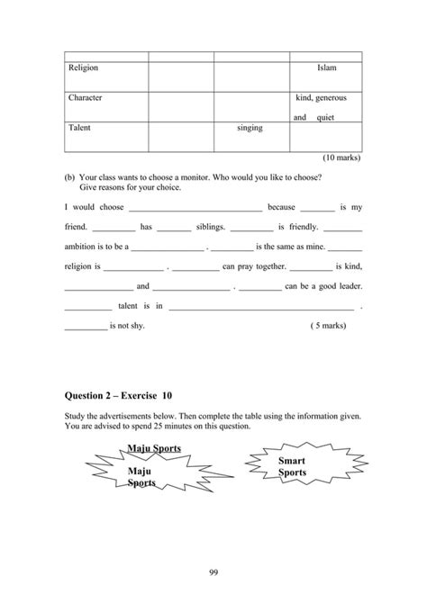 Upsr English Paper 2 Section 2 Worksheets For Weaker Pupils