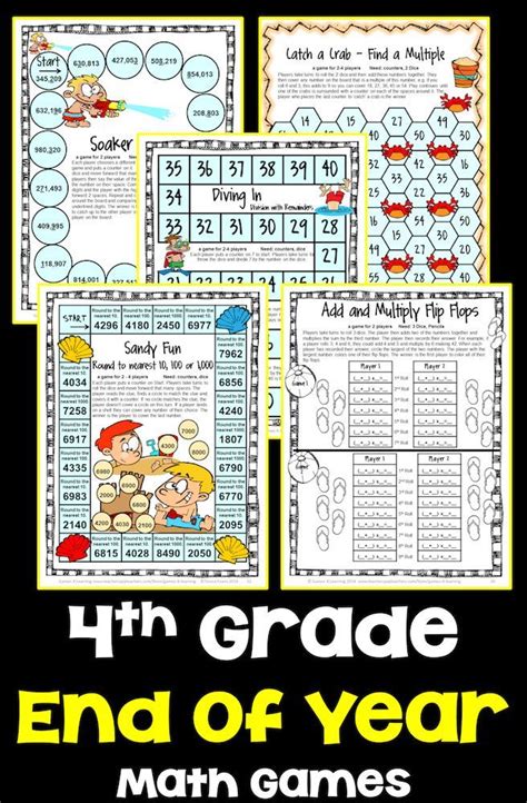 Fun End Of The Year Activities Math Games For 4th Grade Summer