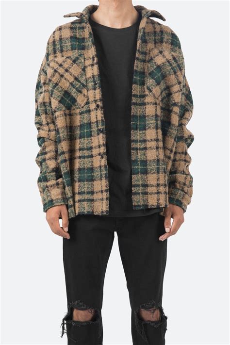 Loose Woven Flannel Shirt Greenblack Mnml Shop Now