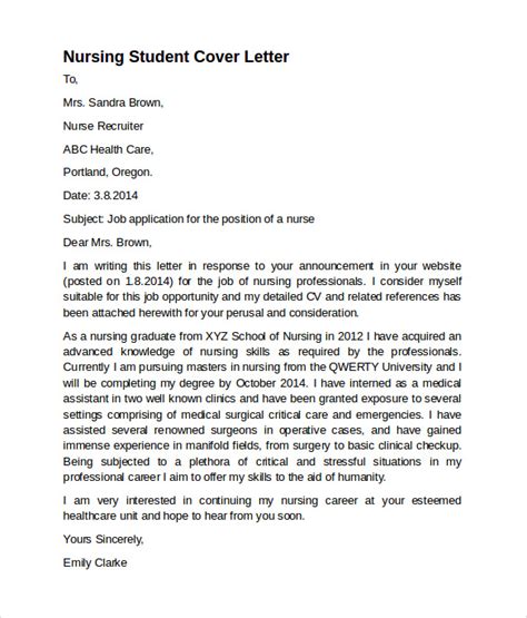 nursing cover letter templates   sample