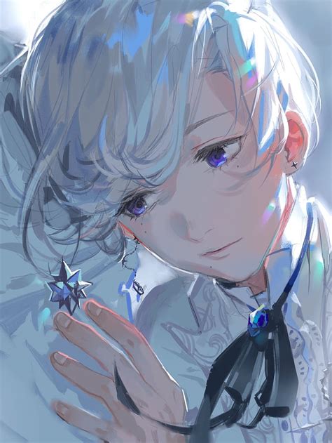 Anime Boy Earrings White Hair Shoujo For Your Mobile And Tablet