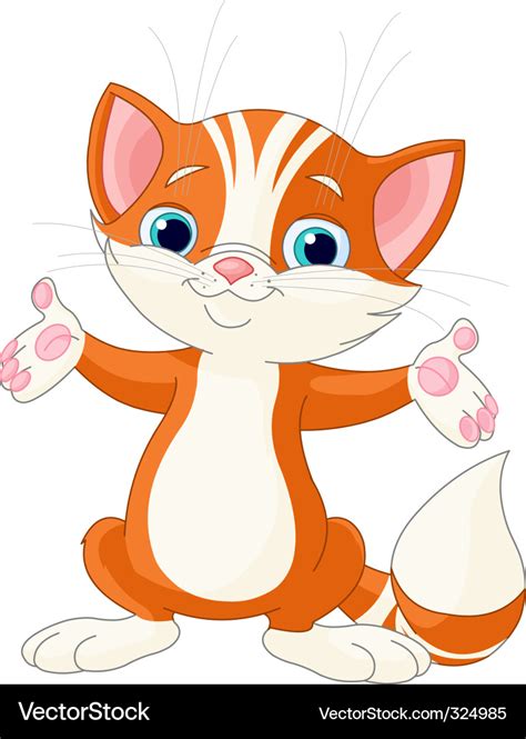 Red Kitten Raising His Hands Royalty Free Vector Image