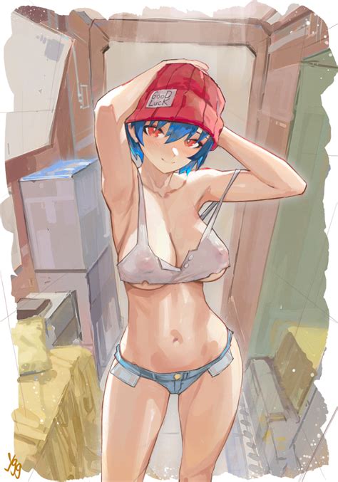 Yugen99 Izumo Fuuko Undead Unluck 1girl Armpits Arms Behind Head Beanie Blue Eyes