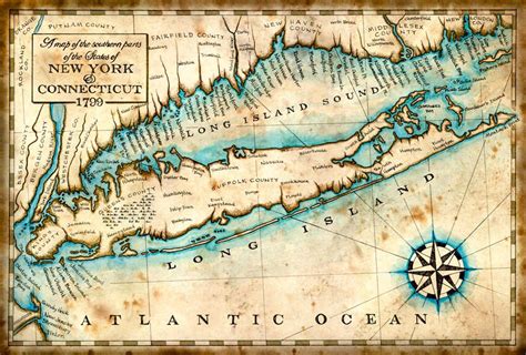 Long Island New York Map Art C1799 11 X 17 Etsy