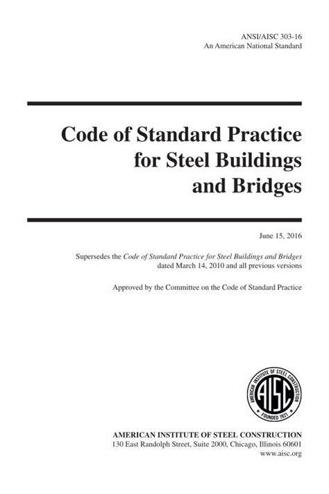 Pdf Ansiaisc 303 16 Code Of Standard Practice For Buildings And