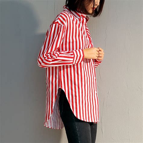 Buy White And Red Vertical Striped Shirts Womens 2018