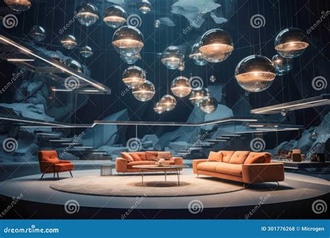 Space-age Dream Room with Furniture Seemingly Defies the Laws of