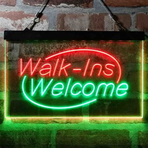 Walk Ins Welcome Display Shop Dual Color Led Neon Sign Etsy