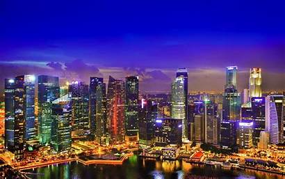 Singapore Desktop Night Wallpapers Skyscrapers Backgrounds Lights