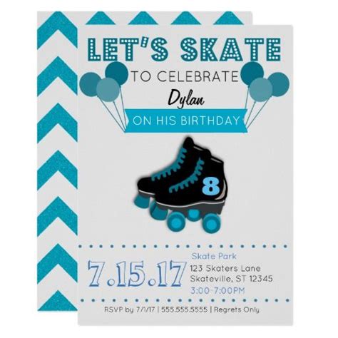 Pin On Roller Skating Birthday Party Invitations
