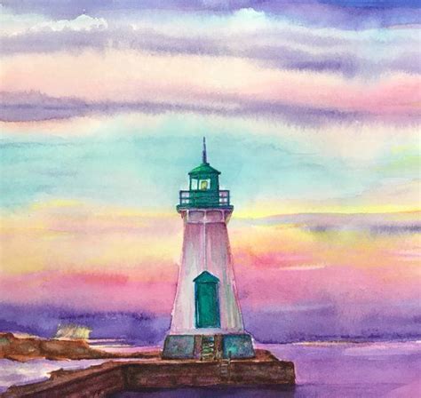 Canada Painting Seascape Abstract Lighthouse Painting Original
