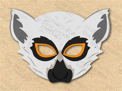 Lemur Mask Printable Paper Diy For Kids And Adults Pdf Etsy