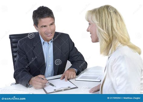 Male And Female Business People Negotiating Stock Images Image 31709594
