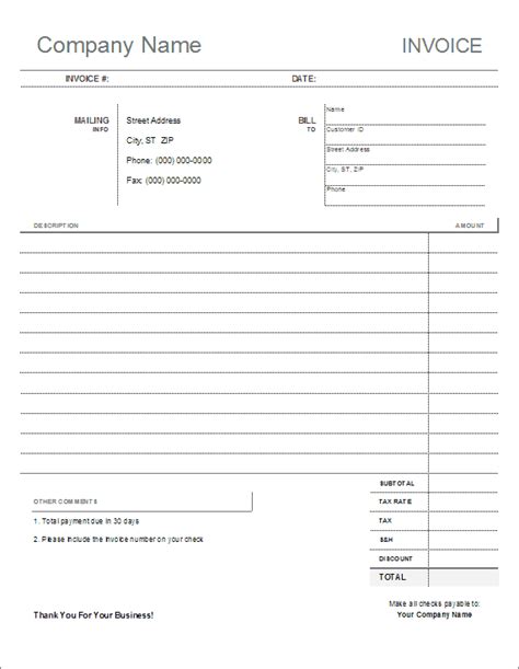 Blank Invoice Template Printable 2023 Invoice Template Fillable