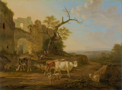 Landscape With Cattle At A Ruin 1800 1815 Painting Jacob Van Strij