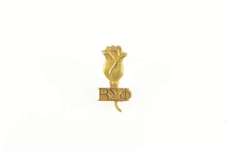 10k Beta Sigma Phi Yellow Rose Sorority Lapel Yellow Gold Pinbrooch