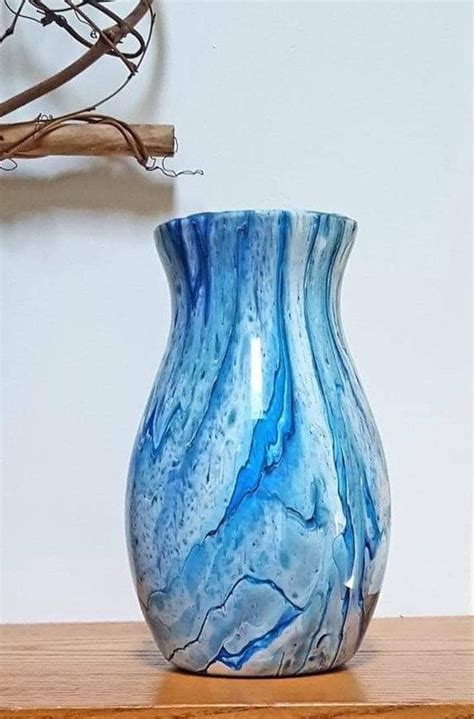 Painted Resin Vase Acrylic Pour Vase Etsy Acrylic Pouring Vase Hand Painted Vases
