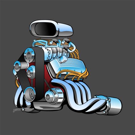 Hot Rod Race Car Engine Cartoon Engine T Shirt Teepublic