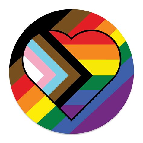 Heart Progress Pride Flag Rainbow Flag Circle Vibrant Color Vinyl Decal