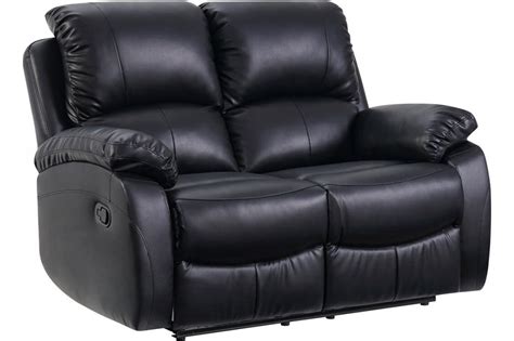 Roma Black Leather Recliner 2 Seater Sofa Furnitureinstore