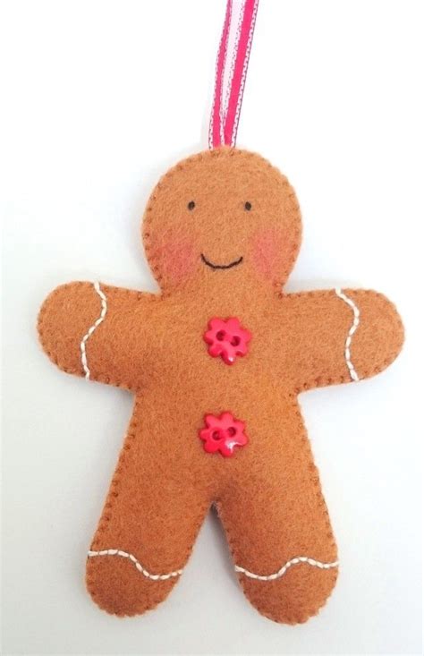Felt Gingerbread Man Christmas Decoration Sewing Christmas Ts Sewn Christmas Ornaments