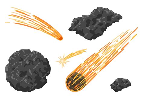Premium Vector Cosmic Space Doodles Set Cartoon Drawings Of Meteor