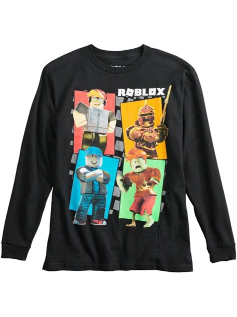 Boys Black Roblox Multi Character Long Sleeve T Shirt Tee