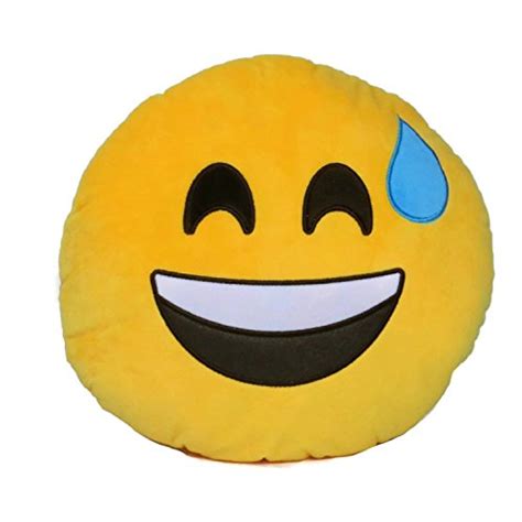 Emoji Comfort Emoji Smiley Round Yellow Emoticon Cushion Stuffed Plush