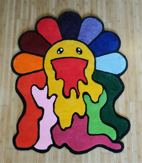 Melted Flower Takashi Murakami Rug Tapestry Multicolor Etsy