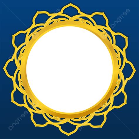 Gambar Bingkai Perbatasan Islami Dengan Warna Biru Dan Emas Islamik