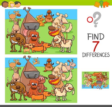 Premium Vector Find Differences Game With Dogs Animal Characters
