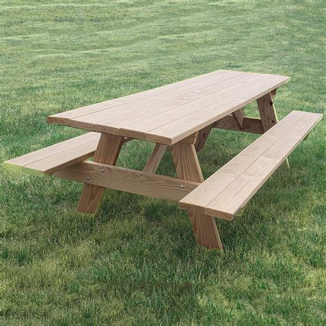 Wooden Picnic Table With Benches 8 Ft