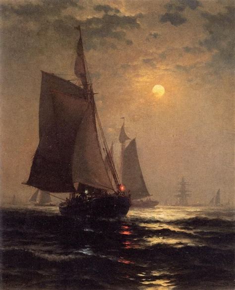 Moonlight In New York Harbor Edward Moran Ca 1882 Ship Art