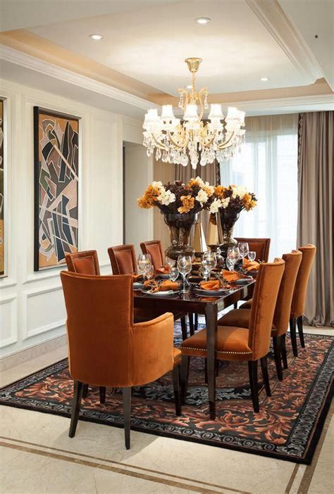 Dinning leather dining chair free sample pu stretch dinning room wingback alligator genuine colorful foam filling leisure quilted leather dining chair. I love the burnt orange chairs! #Diningroomdecorating ...