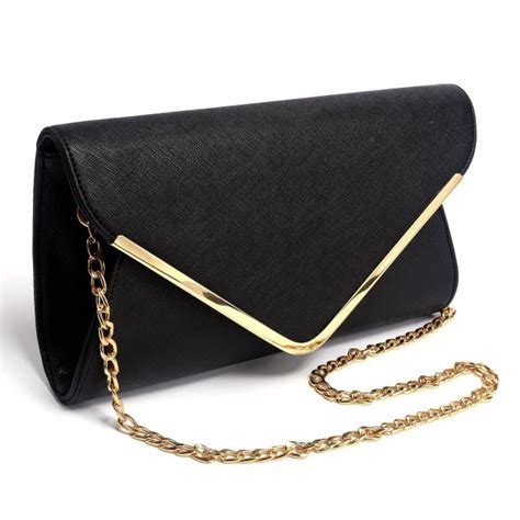 Womens Faux Leather Envelope Clutch Bag Evening Handbag Shouder Bag